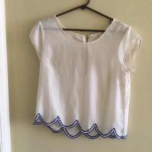 White and blue blouse